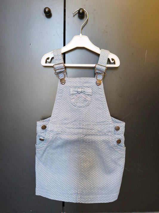 Combinaison jupe bleu jean à pois blancs – Tex 36 mois 👧✨ ref 166