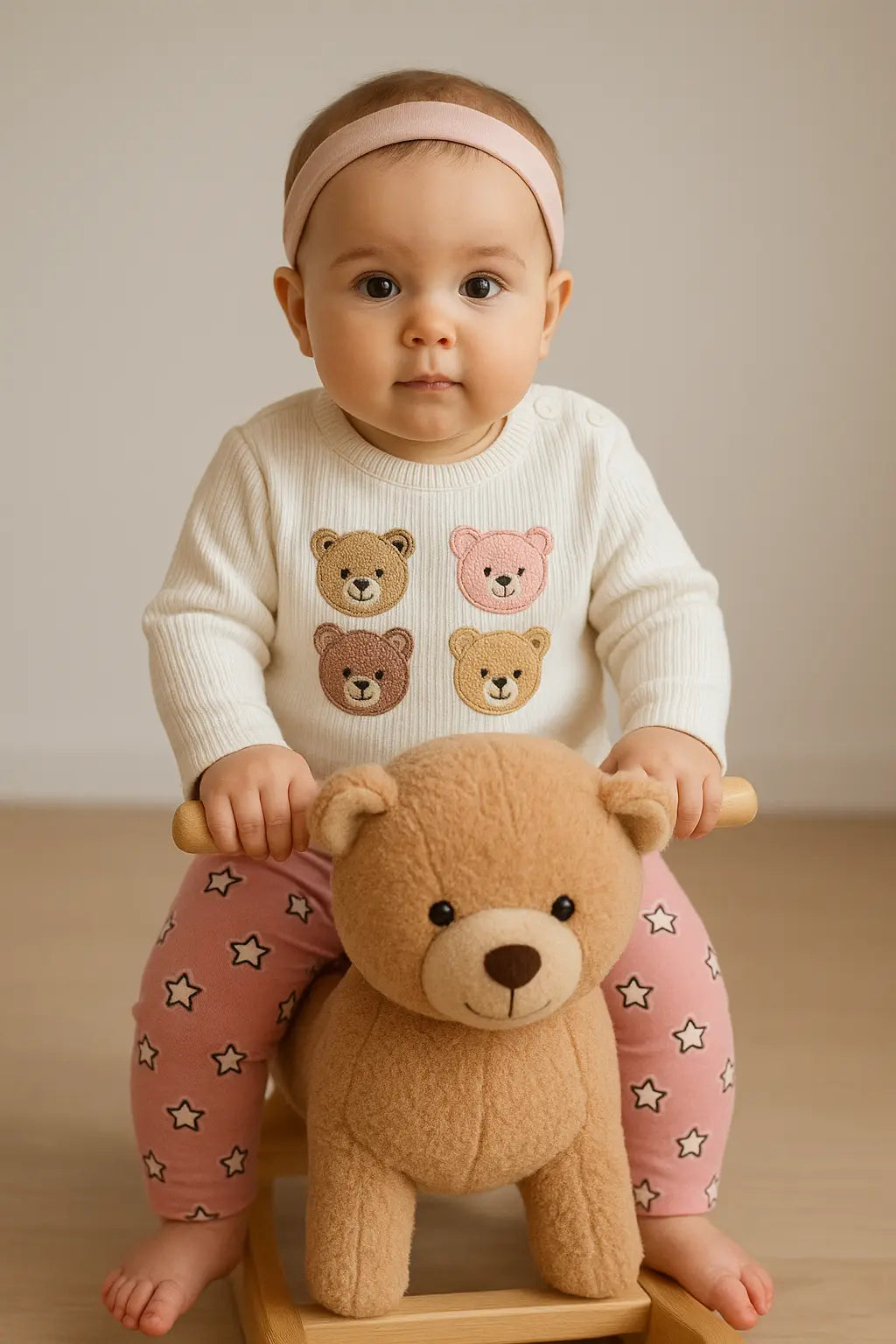 Pull blanc nounours & legging rose étoilé ref 435309