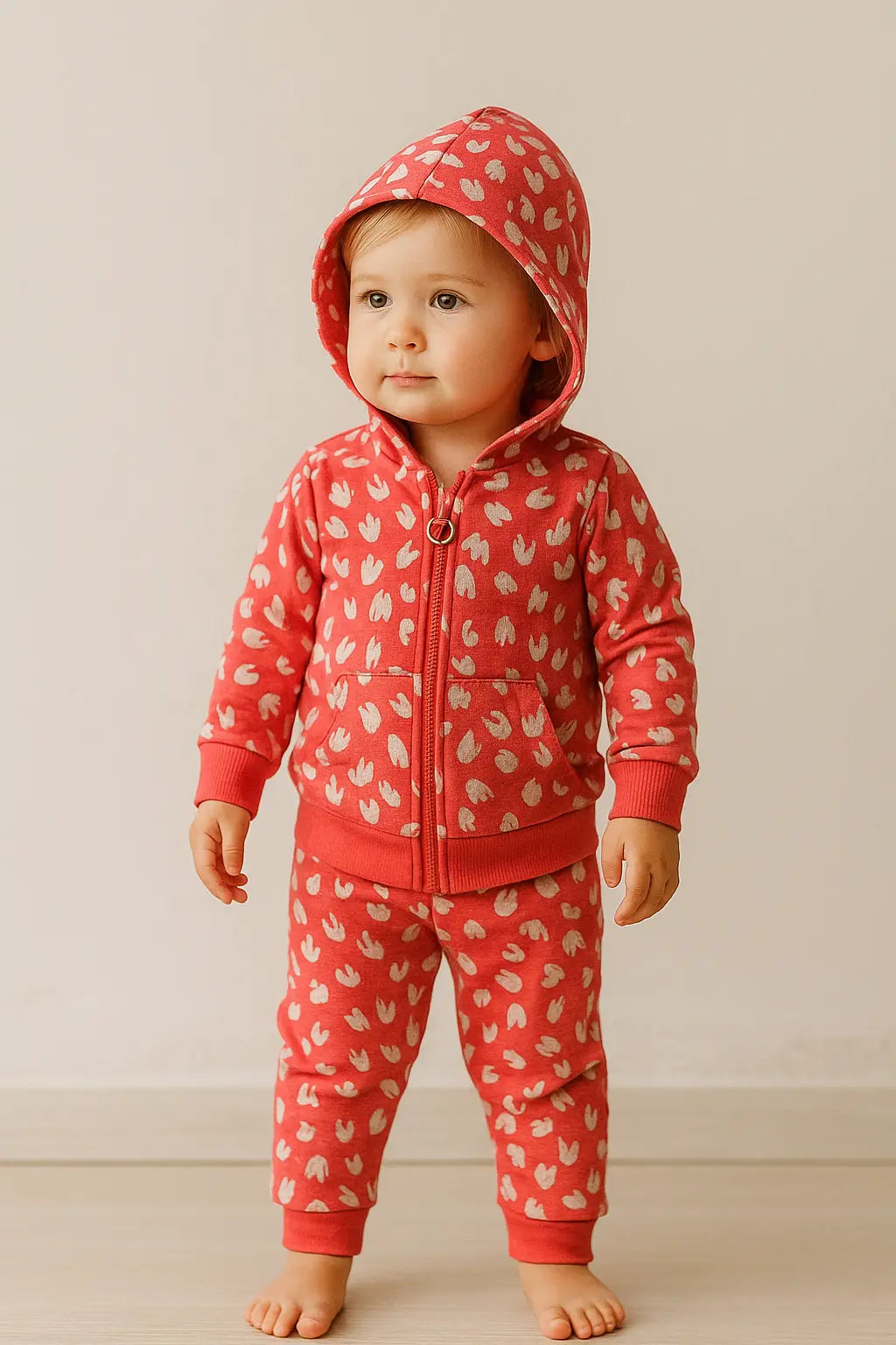 Veste à capuche rouge à pois & pantalon assorti ref 416194
