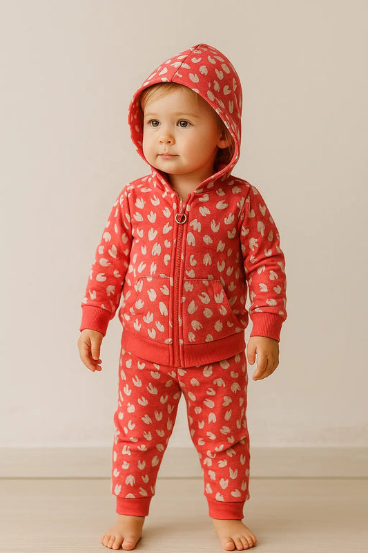 Veste à capuche rouge à pois & pantalon assorti ref 416194