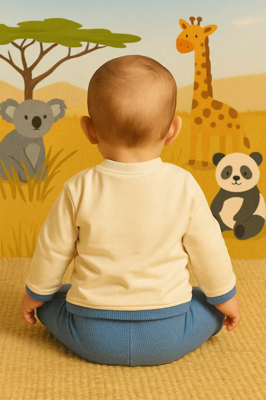 Pull animaux & pantalon bleu assorti ref 433871
