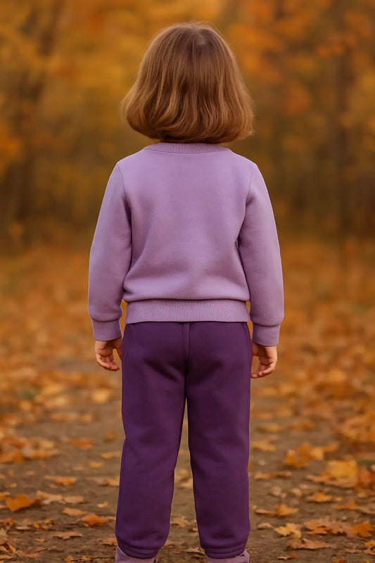 Pull cœur fleuri & pantalon violet à nœud ref 433354