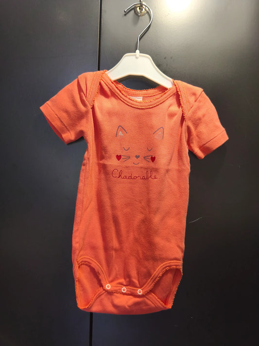 Body corail vif manches courtes “Chadorable” – Absorba 18 mois 🐱 ref 379