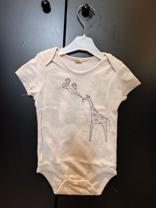 Body Blanc Crème à Manches Courtes – Broderie Girafe & Ballons – Baby Gap – 12 Mois ref 295