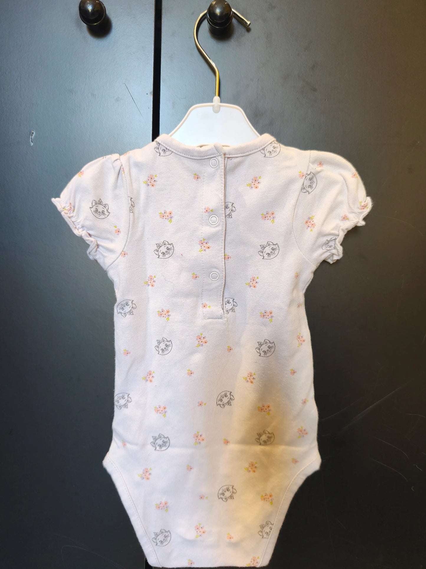 Body manches courtes “Marie & Fleurs” – Blanc – 9 mois ref 263