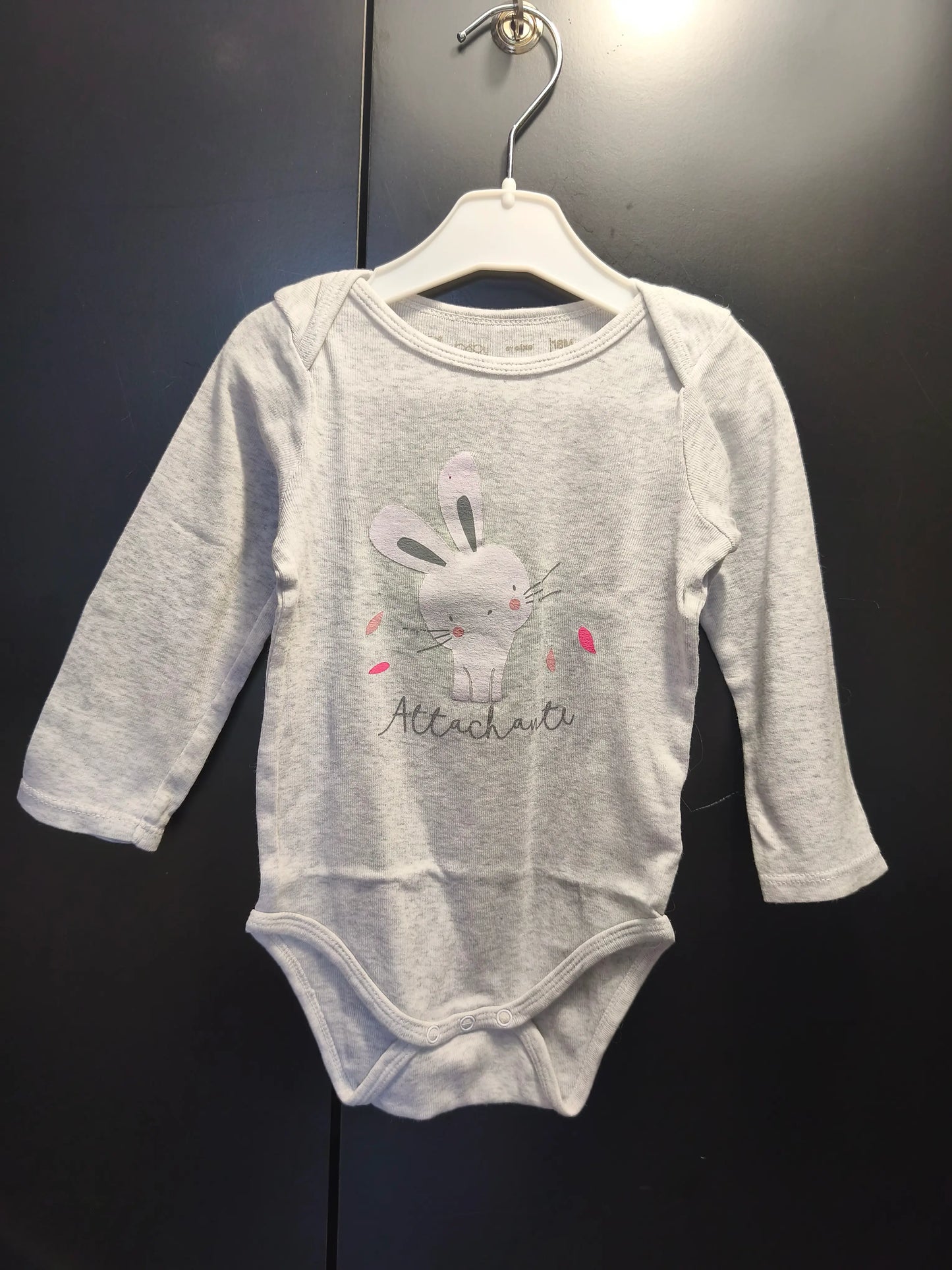 Body gris manches longues à lapin – Gémo 18 mois ref 373