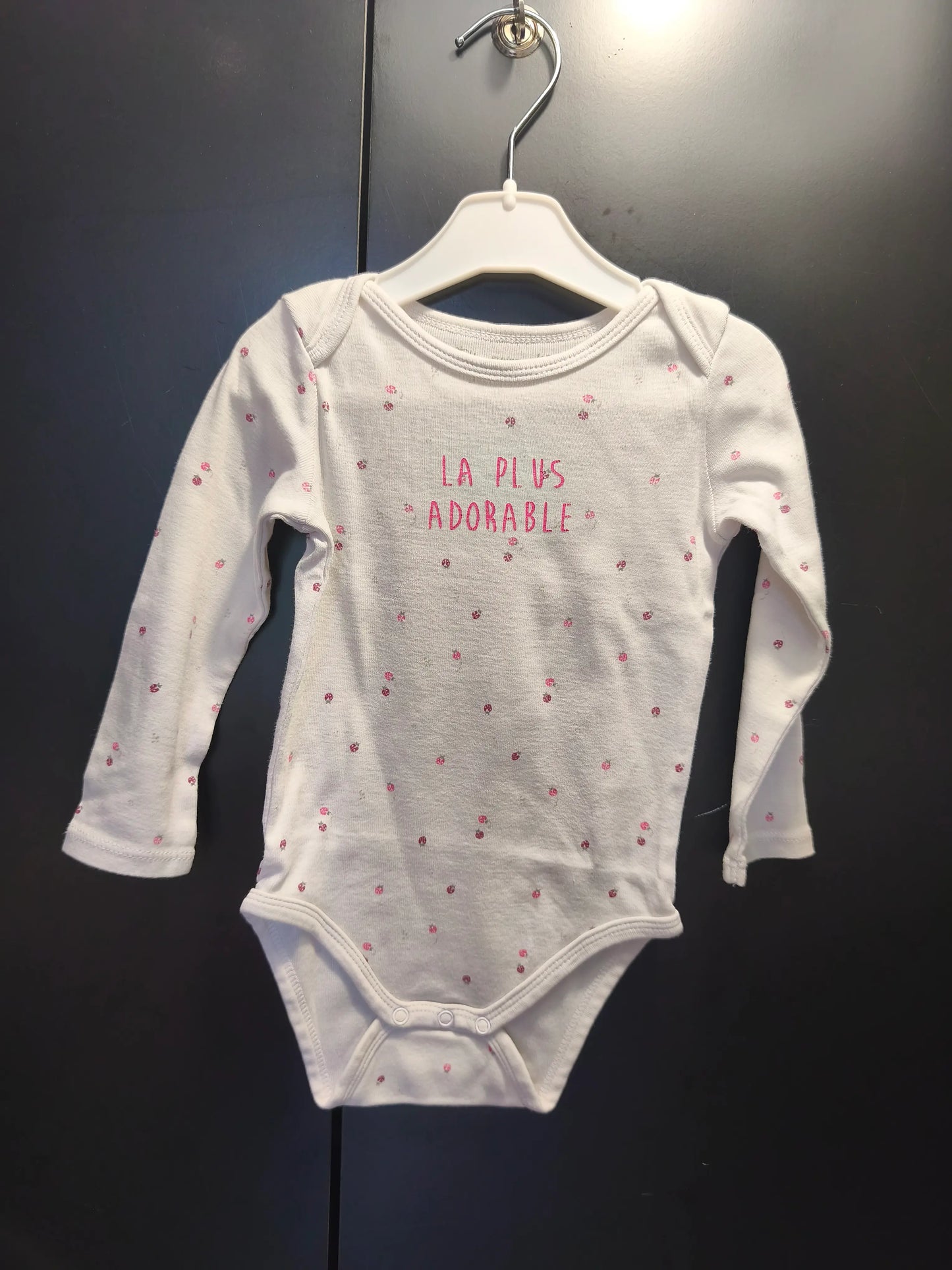 Body blanc manches longues à coccinelle – Gémo 18 mois 🐞 ref 378