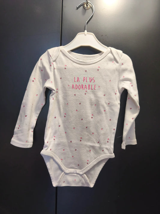 Body blanc manches longues à coccinelle – Gémo 18 mois 🐞 ref 378