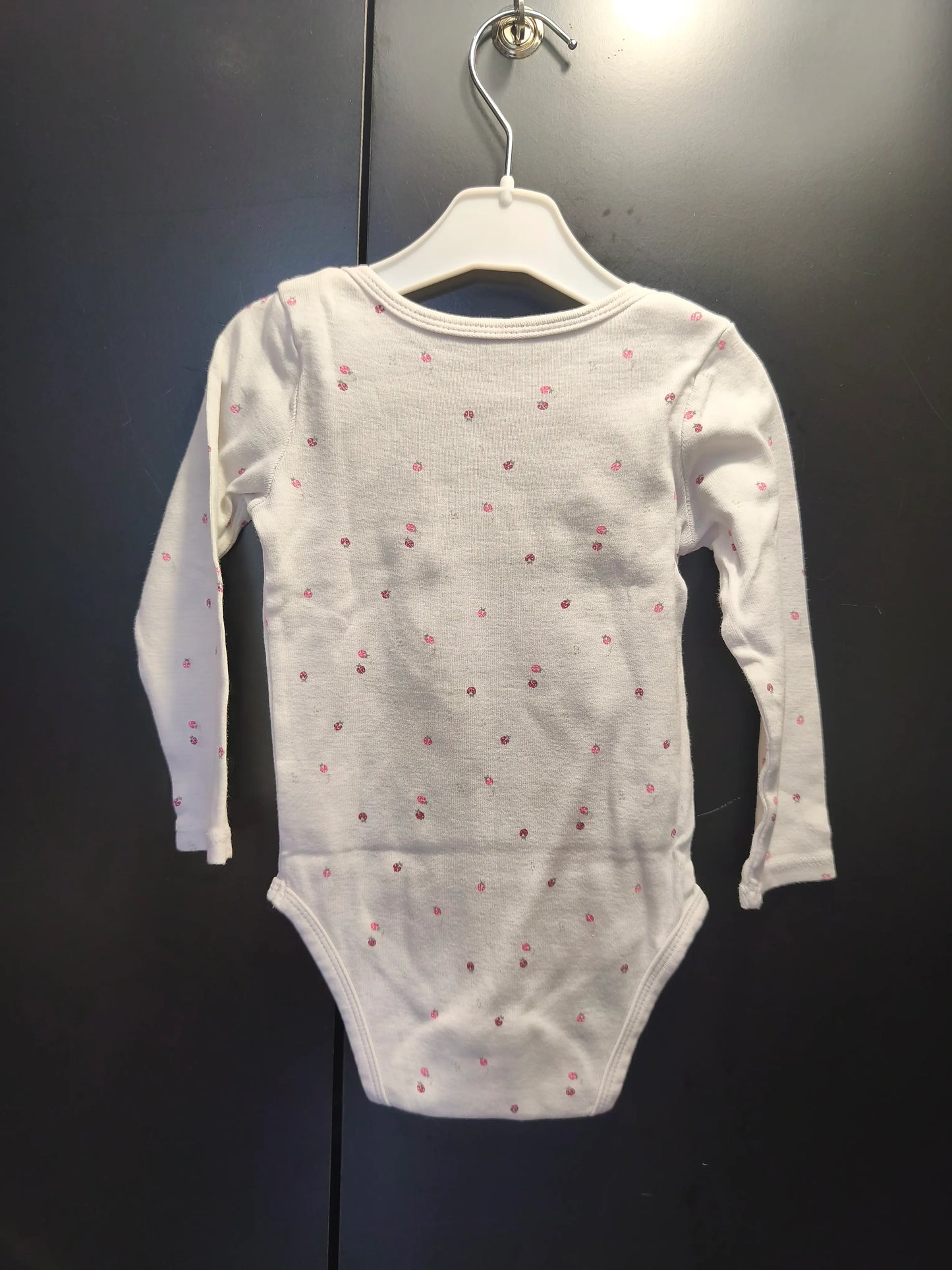 Body blanc manches longues à coccinelle – Gémo 18 mois 🐞 ref 378