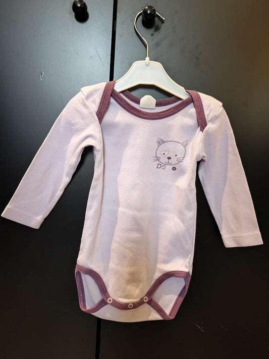 Body Mauve Clair à Dessin Chat – Manches Longues – Absorba – 12 Mois ref 300