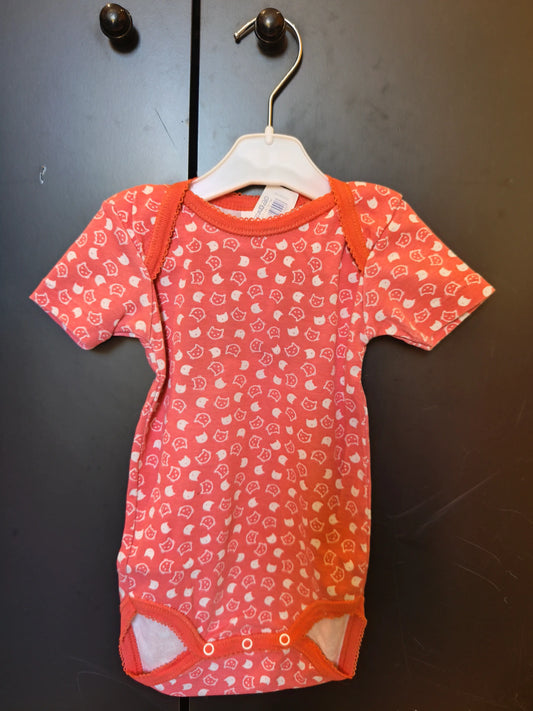 Body manches courtes “Chat Blanc” – Orange vif – 9 mois ref 265