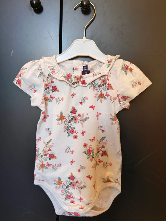 Body manches courtes “Fleurs & Papillons” – Blanc – 9 mois ref 264
