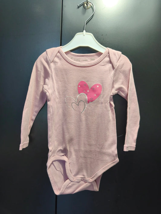 Body rose manches longues à cœur et étoiles – Gémo 18 mois ref 374