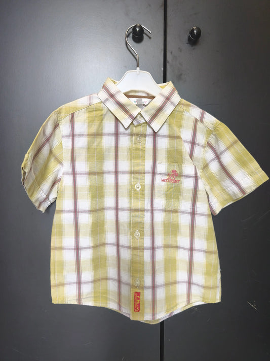 Chemise Kid Kinai 4 ans - Manches courtes rayée vert/blanc/gris avec pochette ref 26