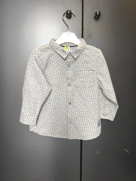 Chemise Orchestra 12 mois - Grise à étoiles, manches longues, 100% coton ref 28