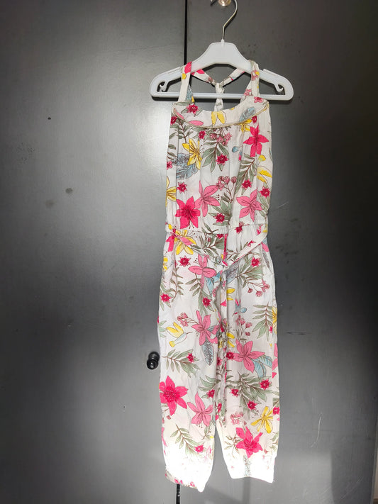 Combinaison fluide pantalon blanc à grosses fleurs – Tape à l’Oeil 24 mois ref 427