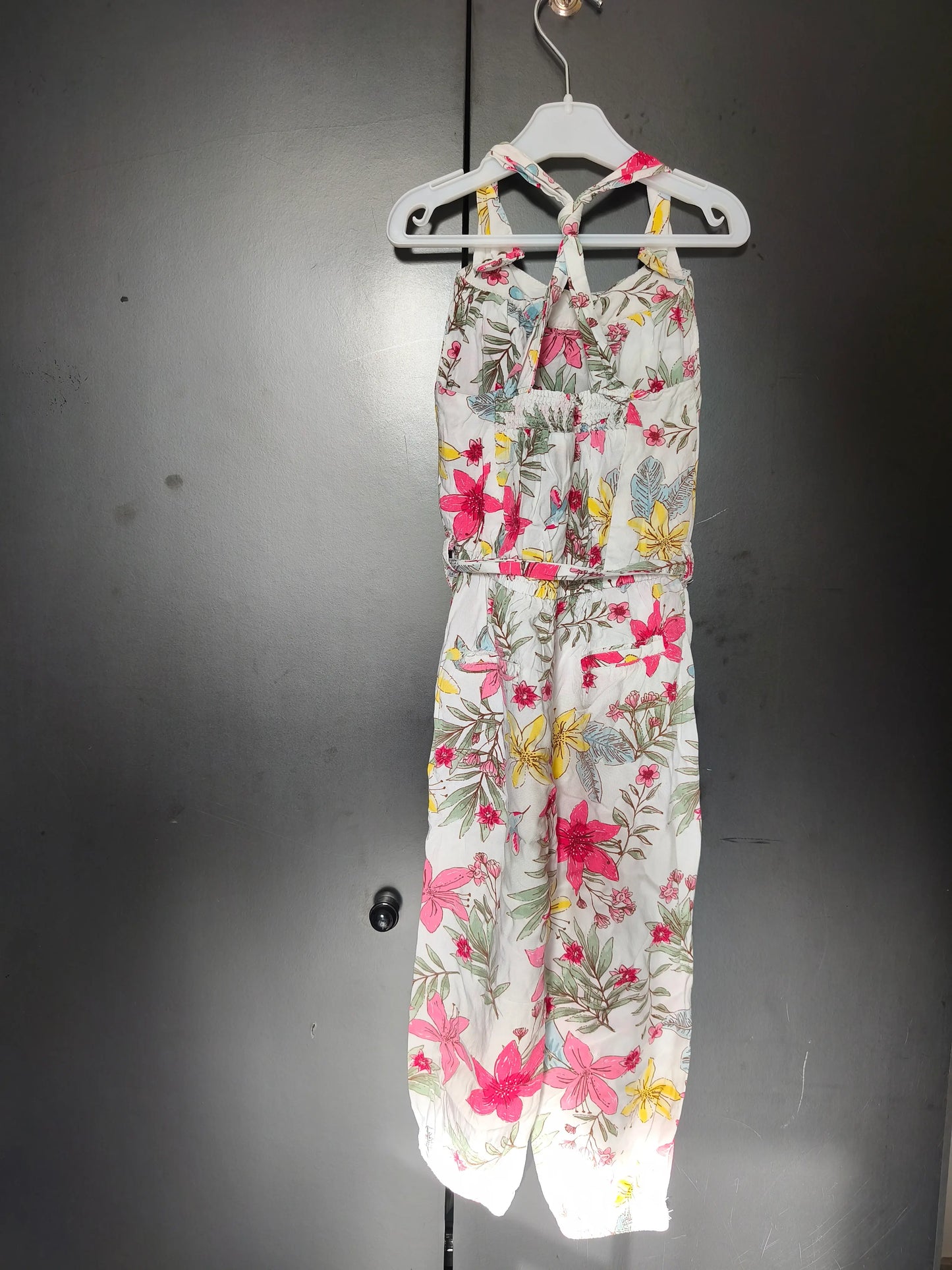 Combinaison fluide pantalon blanc à grosses fleurs – Tape à l’Oeil 24 mois ref 427