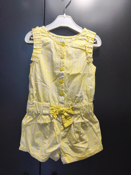 Combinaison short jaune vif à papillons – Okaïbi 18 mois ref 368
