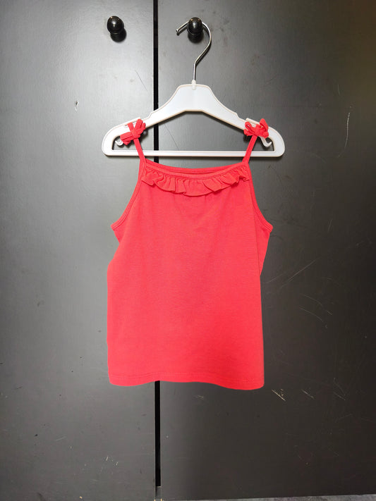 Débardeur Kiabi 24 mois – rouge uni avec volant ❤️✨ ref 140