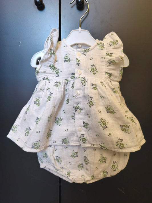 Ensemble Petit Bateau 1 mois – T-shirt cache-couche à imprimé végétal🌿👶 ref 168