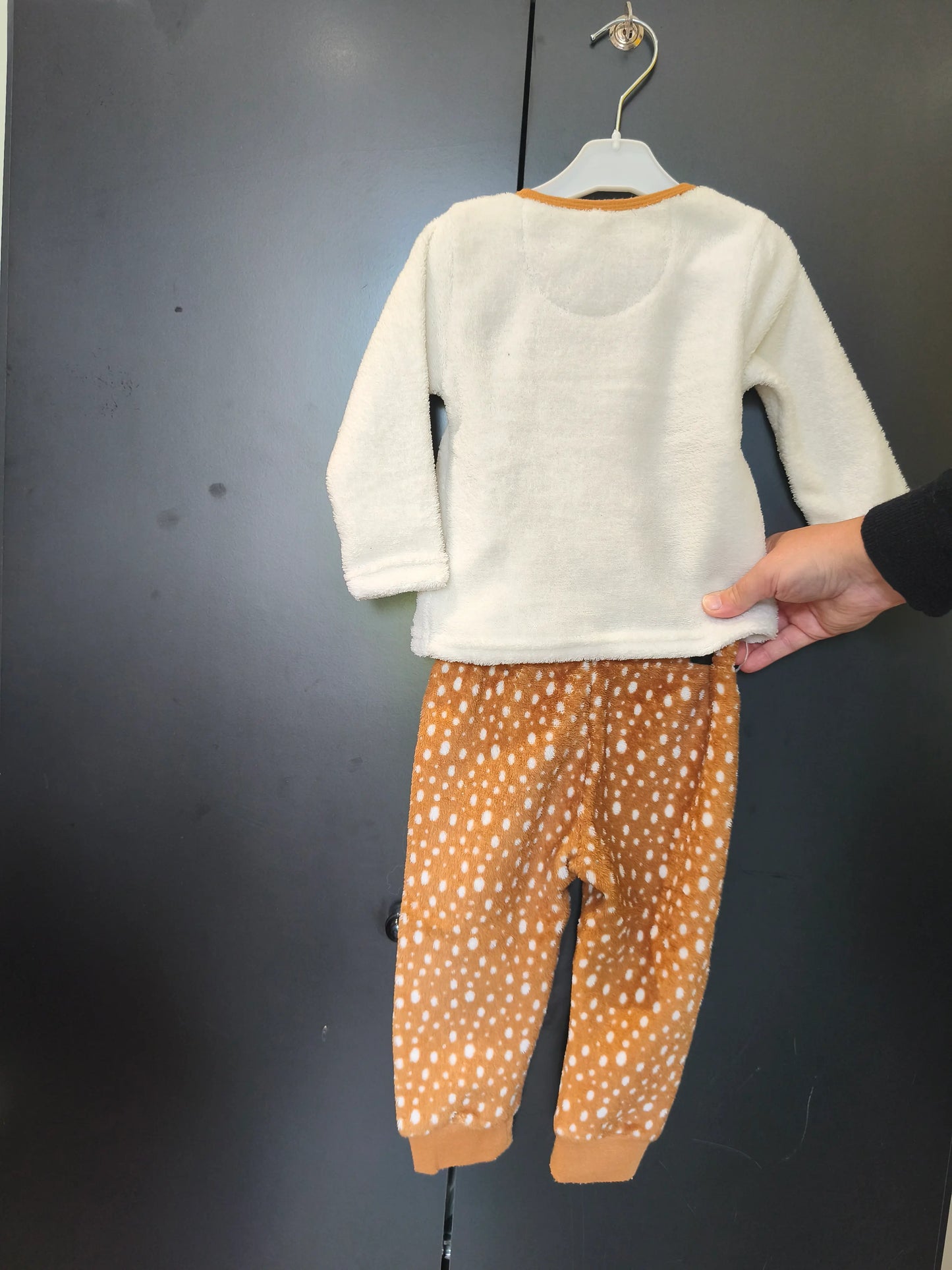Pyjama Épais Biche de Noël – Blanc & Caramel – 12 Mois ref 312