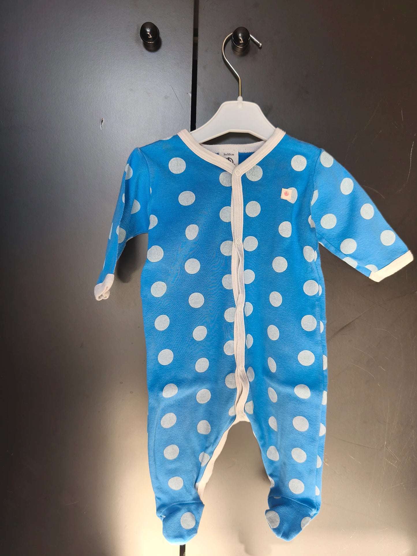 Grenouillère Légère Bleu à Pois Blancs – Petit Bateau – 3 Mois ref 194