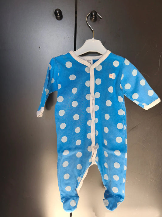 Grenouillère Légère Bleu à Pois Blancs – Petit Bateau – 3 Mois ref 194