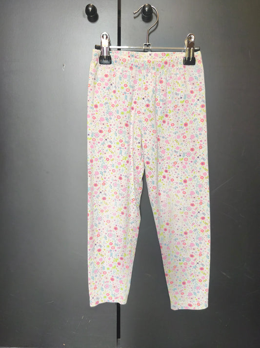 Legging blanc motifs floraux pastel multicolores – Taille 3 ans ref 88
