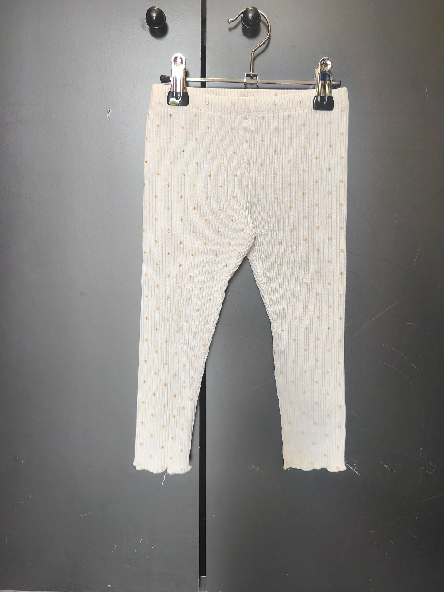 Legging blanc à pois dorés Sergent Major – Taille 2 ans ref 82