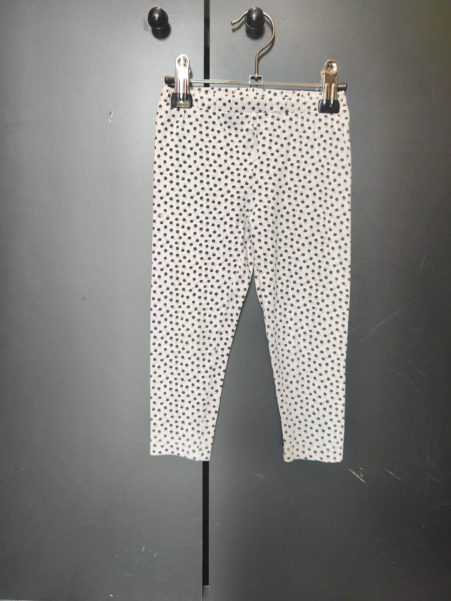 Legging blanc à pois rose et noir Du Pareil Au Même – Taille 2 ans ref 81