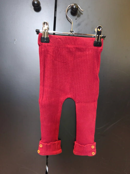 Legging rouge bordeaux cottelé avec boutons décoratifs pour fille – Kiabi 12 mois ref 338