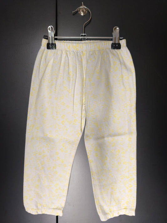 Pantalon blanc léger imprimé floral jaune – Sergent Major 24 mois ref 429