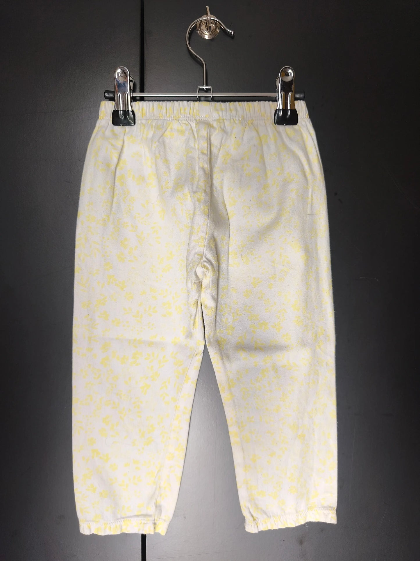 Pantalon blanc léger imprimé floral jaune – Sergent Major 24 mois ref 429