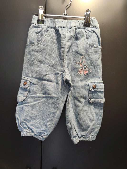 Pantalon Bouffant Bleu Jean avec Broderie – Tout Simplement 18 mois ref 397