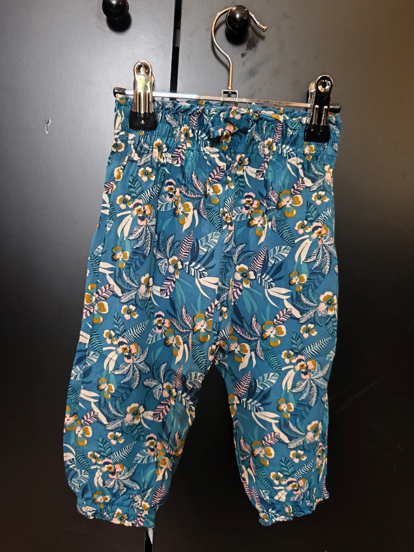 Pantalon fluide bleu canard imprimé pour fille – Verbaudet 12 mois ref 336
