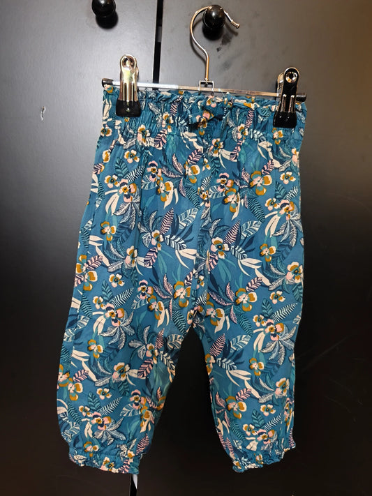 Pantalon fluide bleu canard imprimé pour fille – Verbaudet 12 mois ref 336