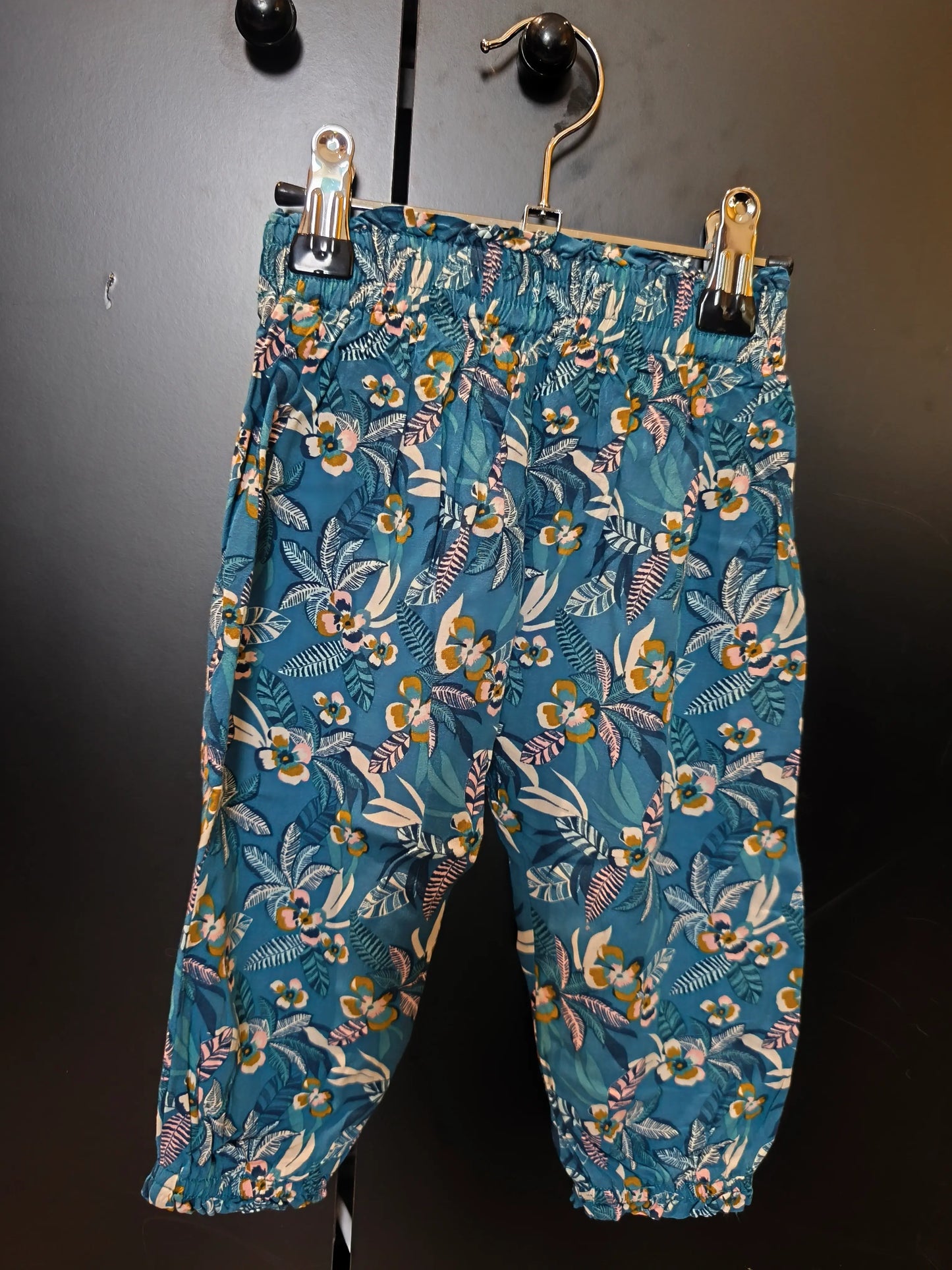 Pantalon fluide bleu canard imprimé pour fille – Verbaudet 12 mois ref 336
