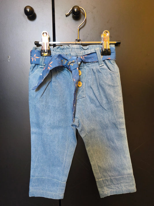 Pantalon Façon Jean avec Ceinture Végétale – Mots d’Enfants – 6 Mois ref 236