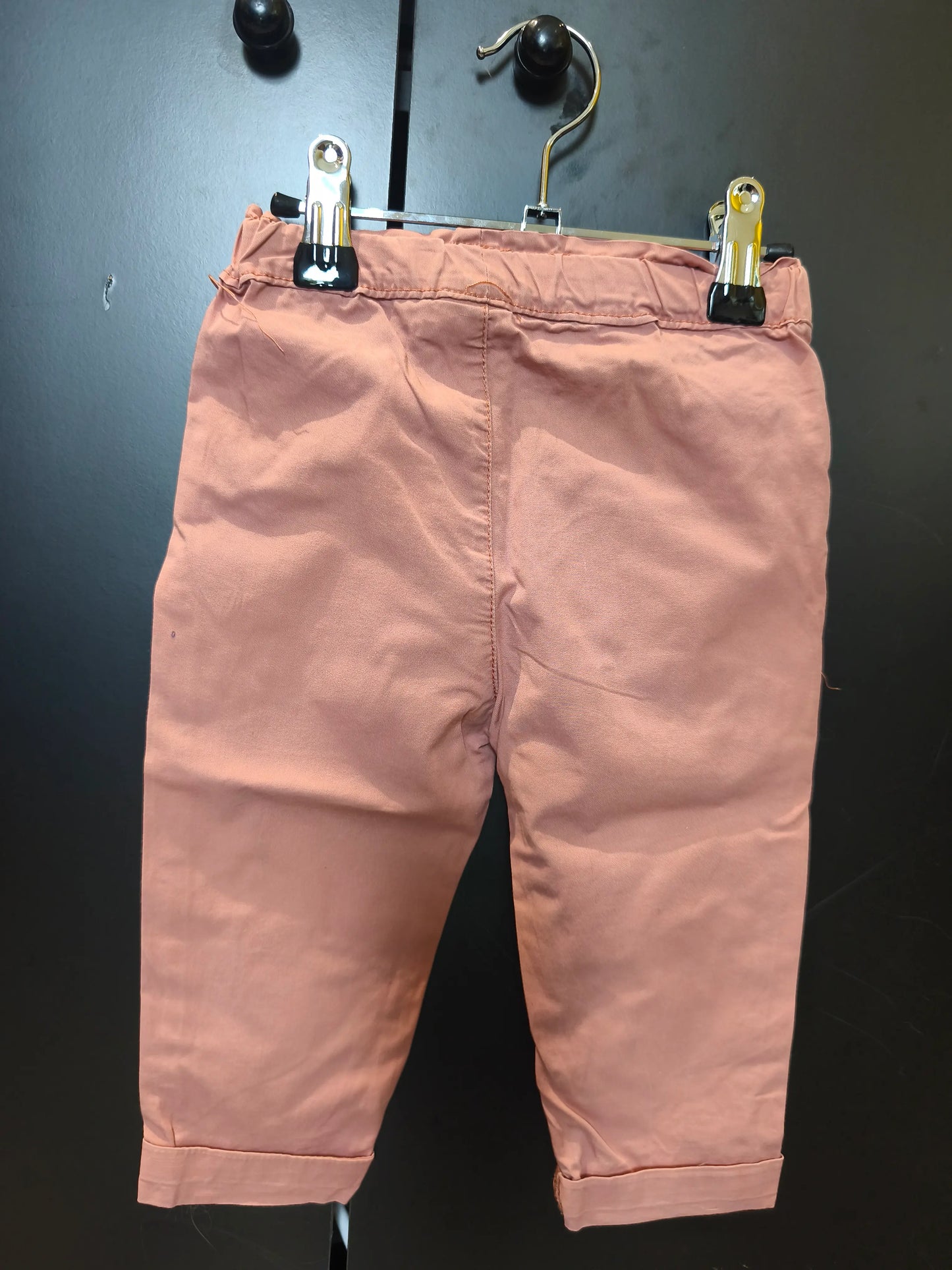 Pantalon rose avec broderie florale pour fille – Mots d’Enfants 12 mois ref 340
