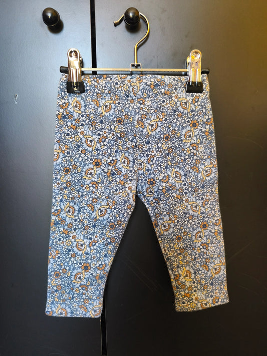 Pantalon Bleu Fleuri – Molletonné – Sergent Major – 6 Mois ref 245