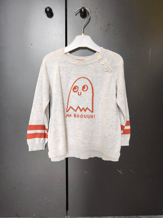 Pull Tape à l’œil 18 mois – gris fantôme « Mr Boouuh ! » 👻✨ ref 130