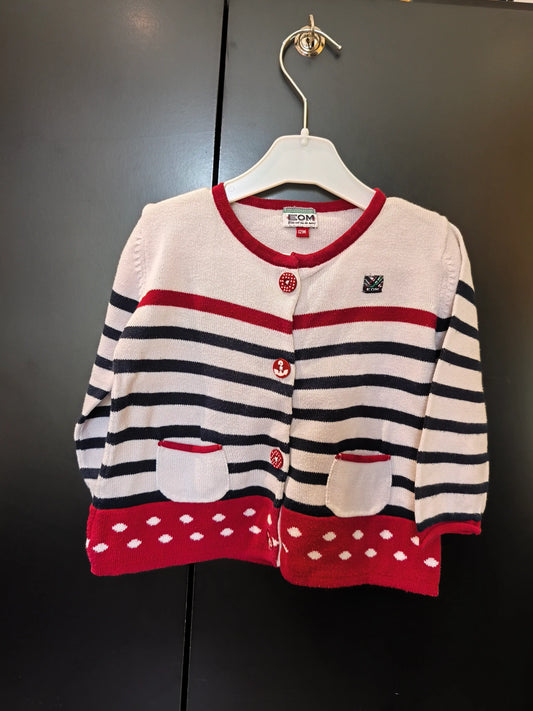 Pull Marinière Blanc, Bleu & Rouge – Bande à Pois – EOM – 12 Mois ref 307
