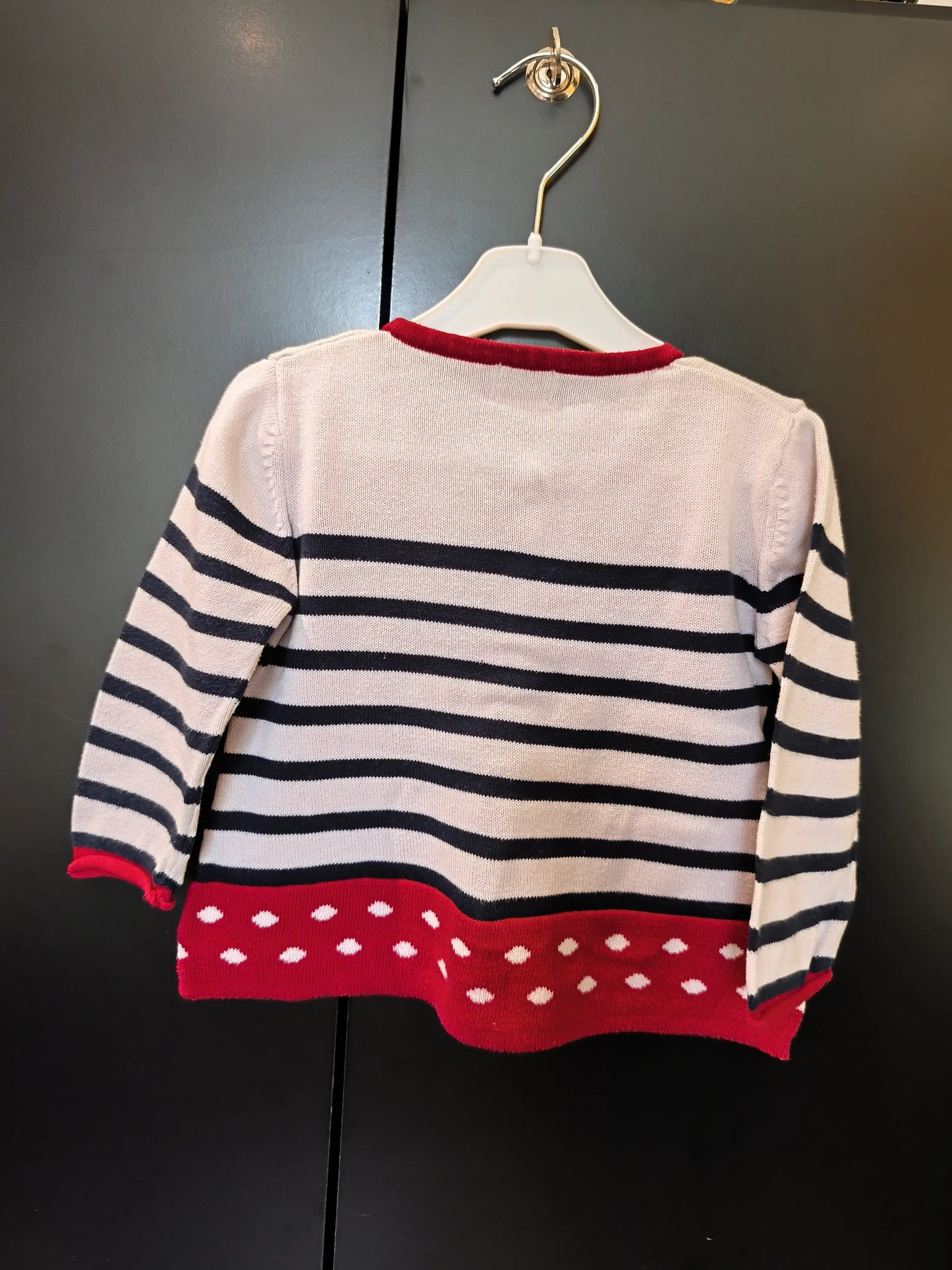 Pull Marinière Blanc, Bleu & Rouge – Bande à Pois – EOM – 12 Mois ref 307