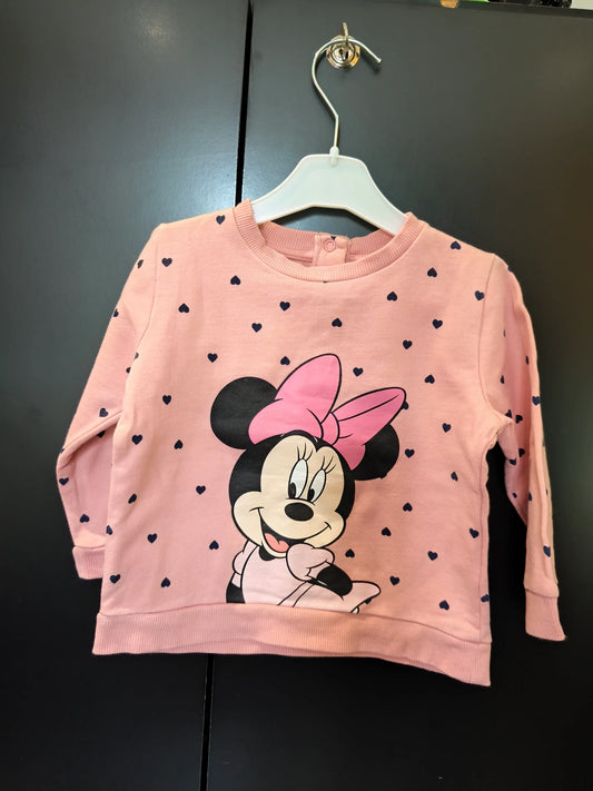 Pull Rose Minnie – Petits Cœurs Bleu Nuit – Manches Longues – Disney - 12 Mois ref 309