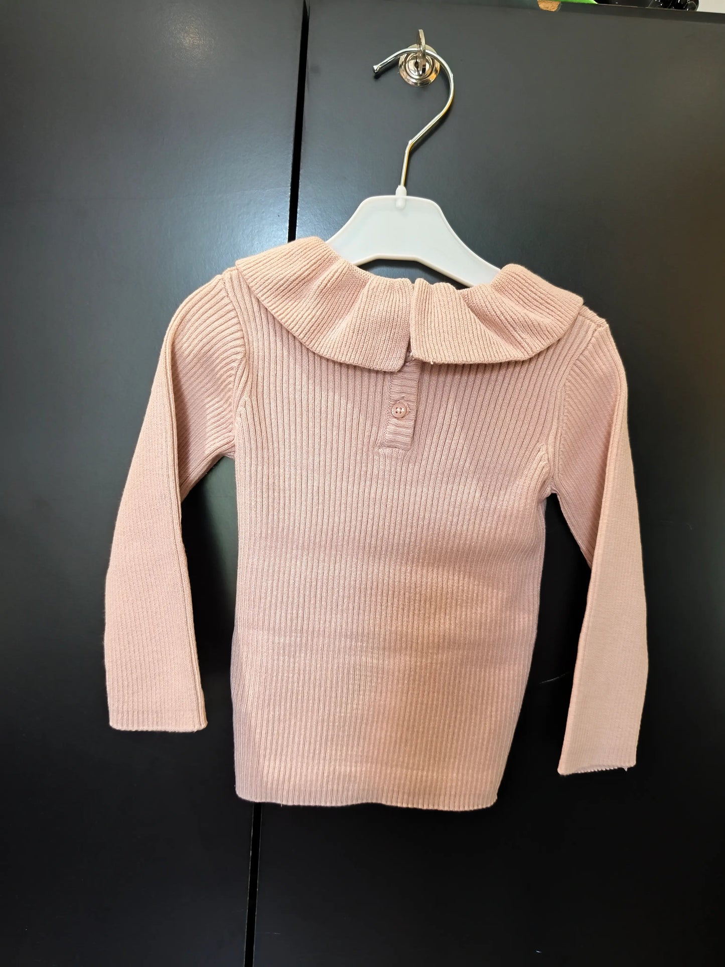 Pull Rose Stretch Uni – Col Volanté – Verbaudet – 12 Mois ref 308