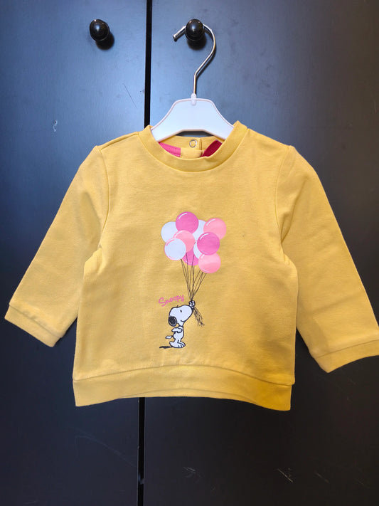 Pull manches longues – Snoopy et ballons – Jaune – 9 mois ref 249