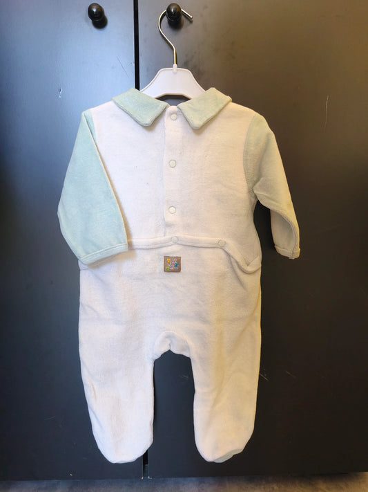 Grenouillère Blanche Broderie Badminton – Chatounets – 6 Mois ref 223