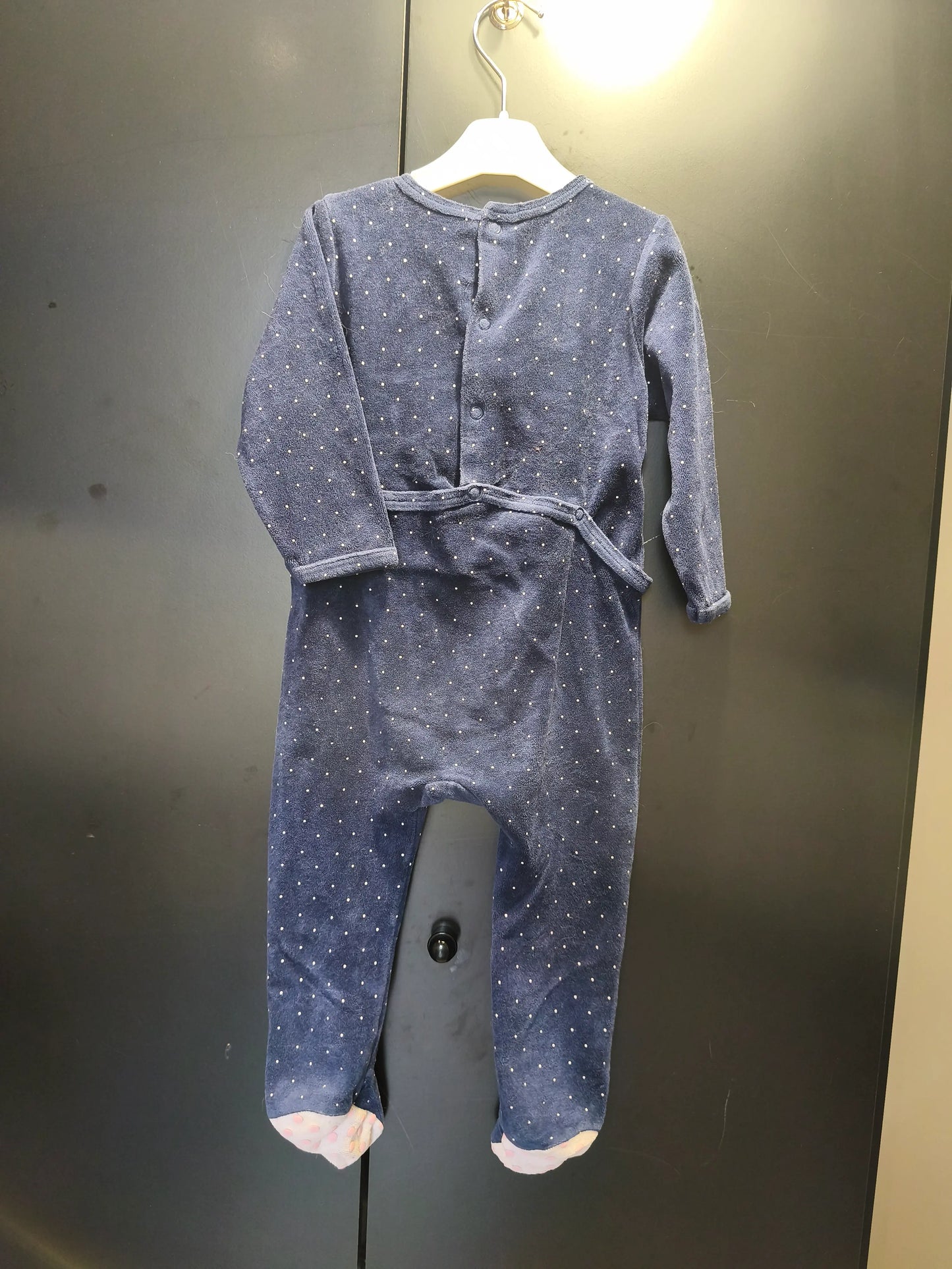 Grenouillère bleu nuit à pois "I'm a Princess" – Gémo 18 mois 👑 ref 380