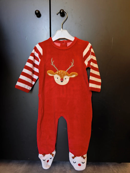 Pyjama Velours Rouge Noël avec Cerf – Verbaudet – 6 Mois ref 213