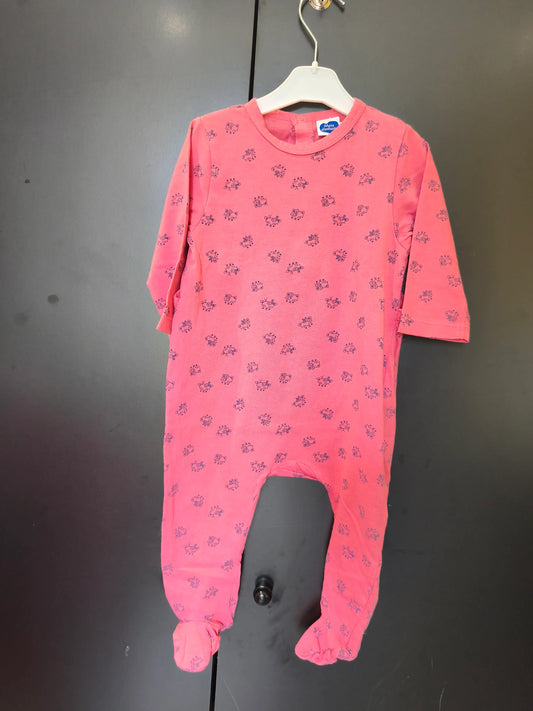 Grenouillère Rose Fuchsia à Motif Biche – Mots d’Enfants – 12 Mois ref 314